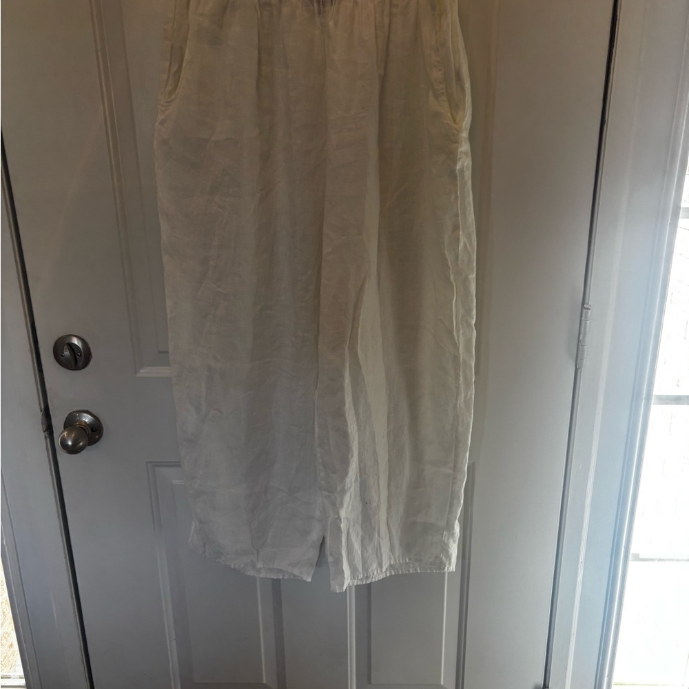 Flax 1G White Linen Pants